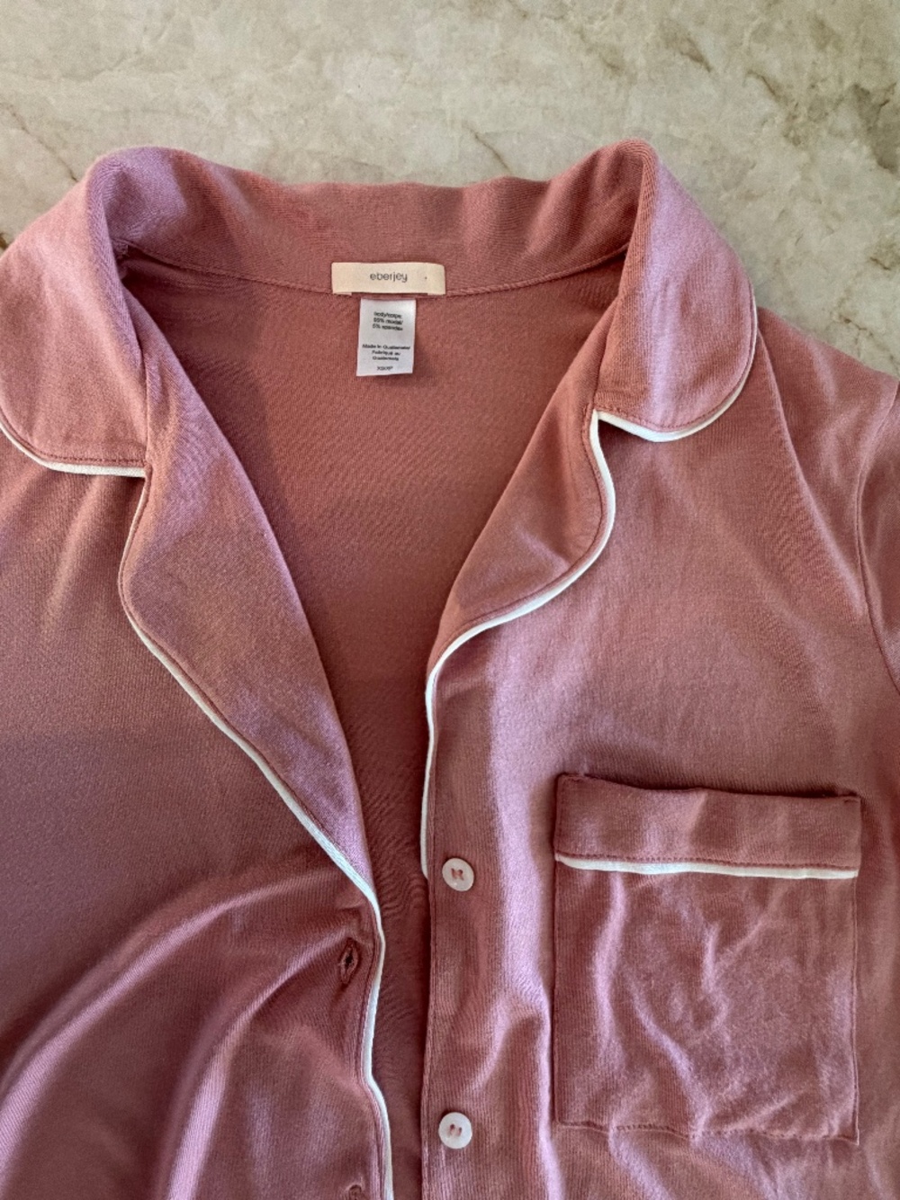 Eberjey Gisele Shortie Short Pajama Set in Berry Blush with Ivory Size XS - Picture 8 of 13